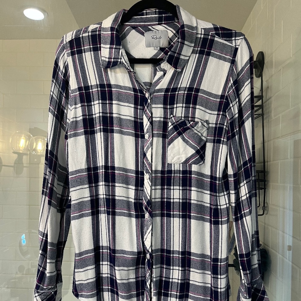 Rails Hunter Shirt- White, Navy, Pink